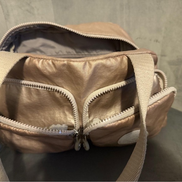 Kipling  Metallic Glow Golden with Light Tone Rose Backpack and Bag Set - Picture 8 of 13